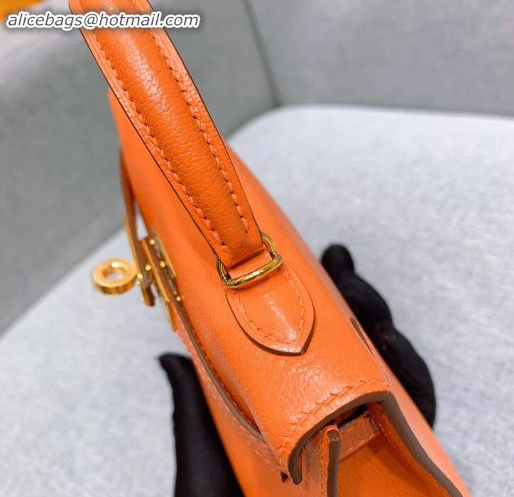 Stylish Hermes Mini Kelly II Bag in Original Chevre Leather H091413 Orange