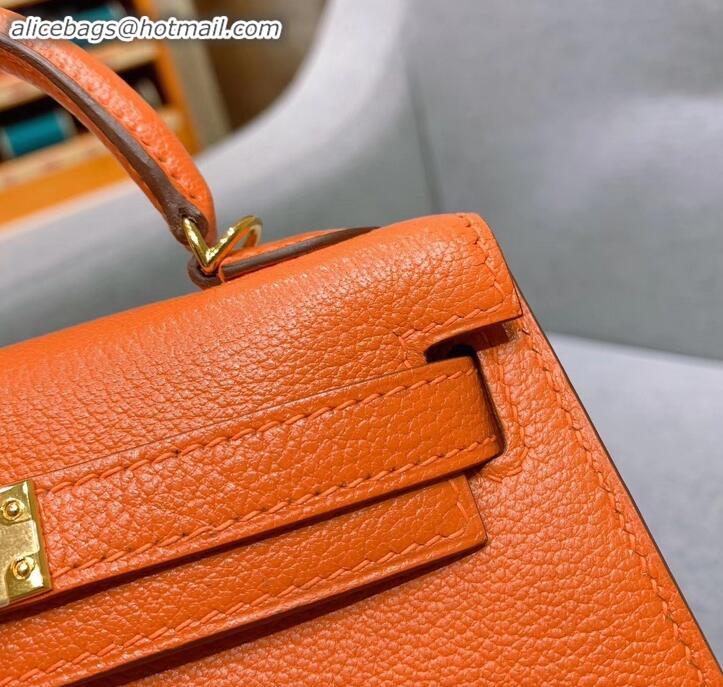 Stylish Hermes Mini Kelly II Bag in Original Chevre Leather H091413 Orange