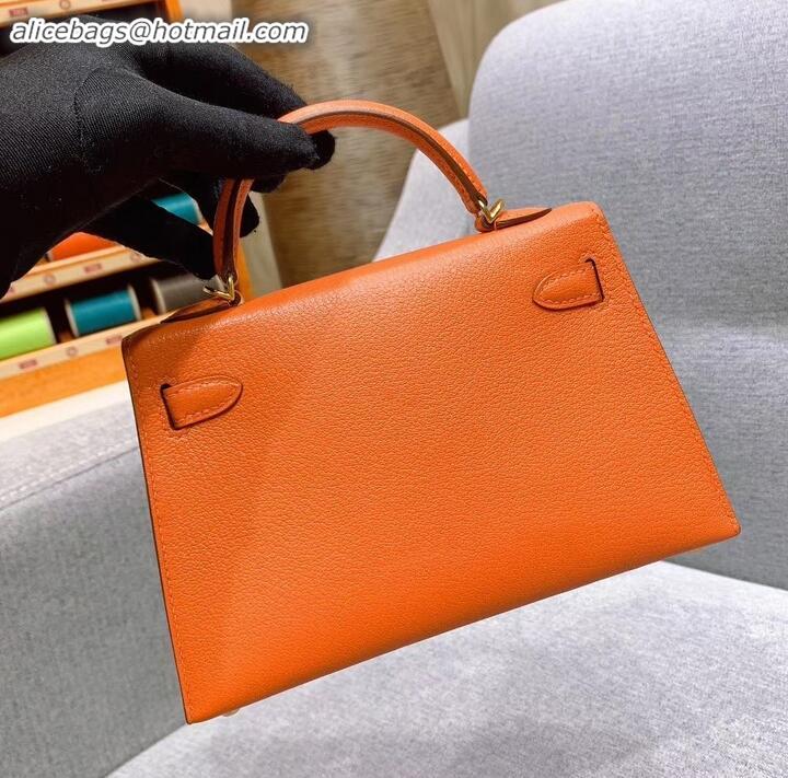 Stylish Hermes Mini Kelly II Bag in Original Chevre Leather H091413 Orange