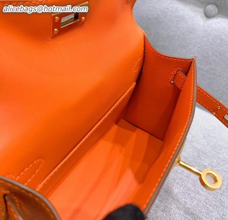 Stylish Hermes Mini Kelly II Bag in Original Chevre Leather H091413 Orange