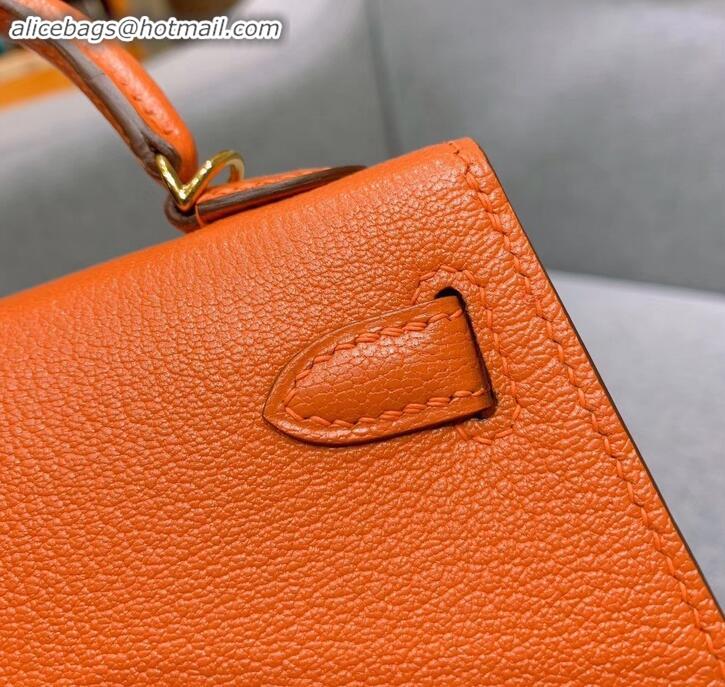 Stylish Hermes Mini Kelly II Bag in Original Chevre Leather H091413 Orange