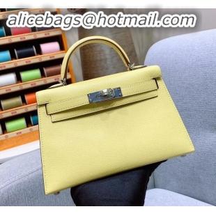 Top Grade Hermes Mini Kelly II Bag in Original Chevre Leather H091413 Light Yellow