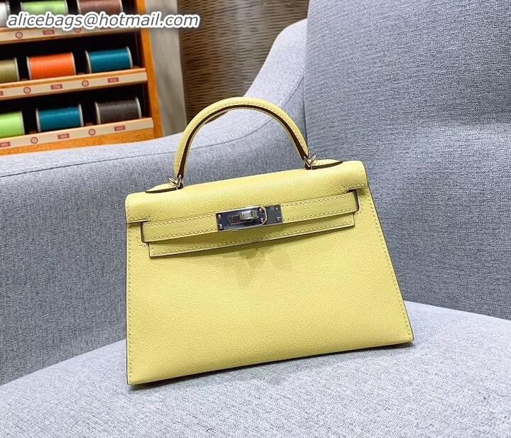 Top Grade Hermes Mini Kelly II Bag in Original Chevre Leather H091413 Light Yellow