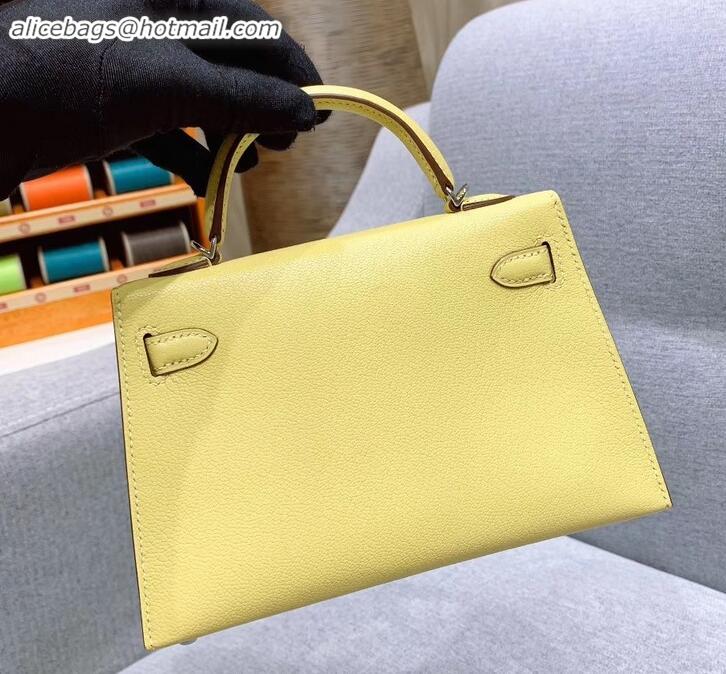 Top Grade Hermes Mini Kelly II Bag in Original Chevre Leather H091413 Light Yellow