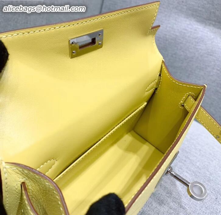 Top Grade Hermes Mini Kelly II Bag in Original Chevre Leather H091413 Light Yellow