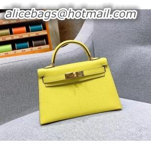 1:1 aaaaa Hermes Mini Kelly II Bag in Original Chevre Leather H091413 Yellow