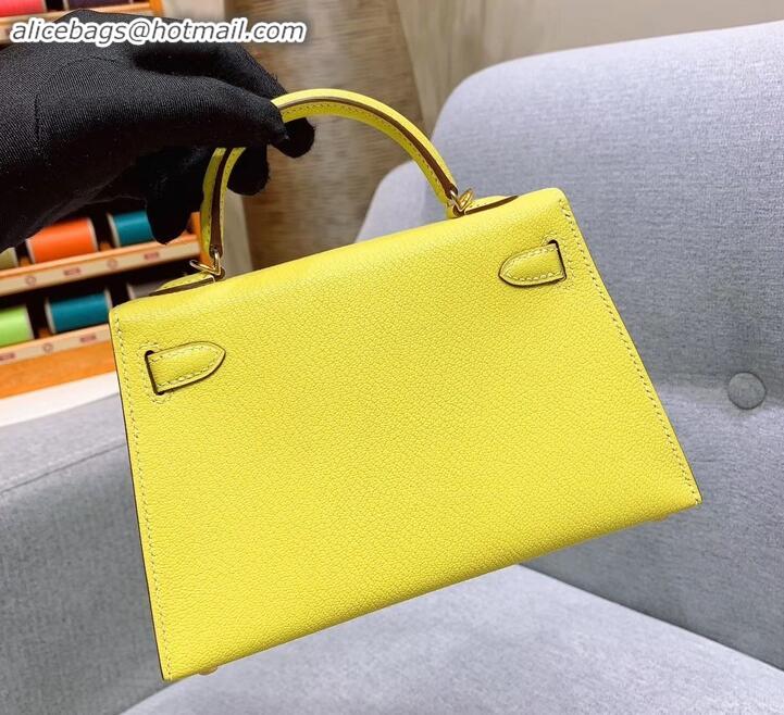 1:1 aaaaa Hermes Mini Kelly II Bag in Original Chevre Leather H091413 Yellow