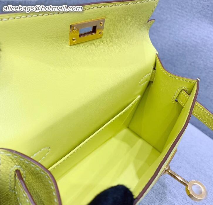 1:1 aaaaa Hermes Mini Kelly II Bag in Original Chevre Leather H091413 Yellow