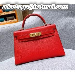 Good Looking Hermes Mini Kelly II Bag in Original Chevre Leather H091413 Red