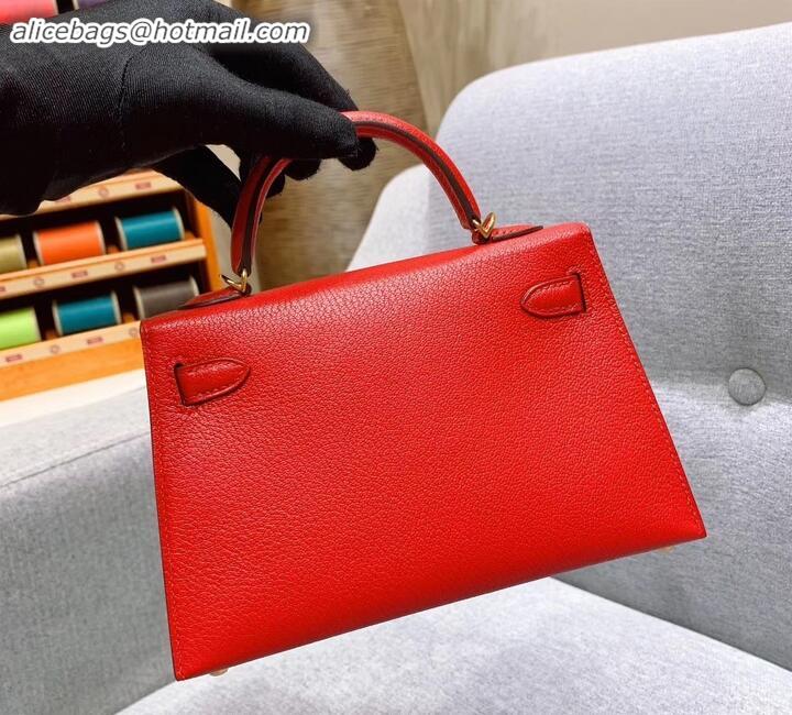 Good Looking Hermes Mini Kelly II Bag in Original Chevre Leather H091413 Red