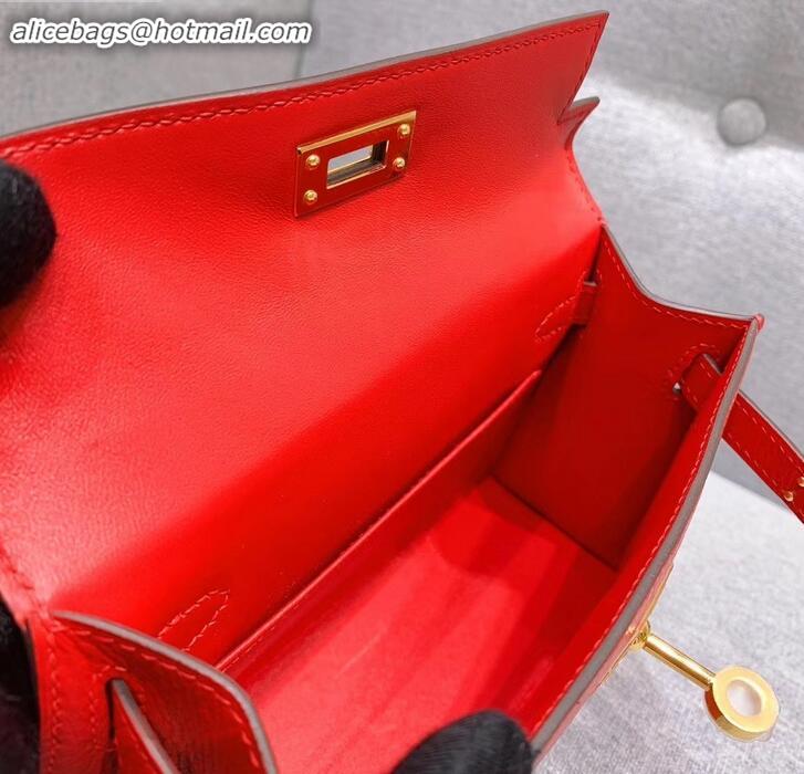 Good Looking Hermes Mini Kelly II Bag in Original Chevre Leather H091413 Red