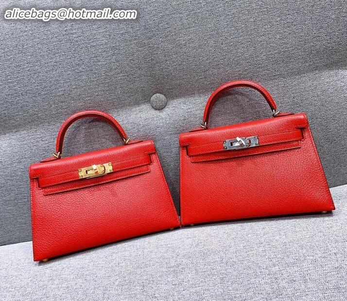 Good Looking Hermes Mini Kelly II Bag in Original Chevre Leather H091413 Red