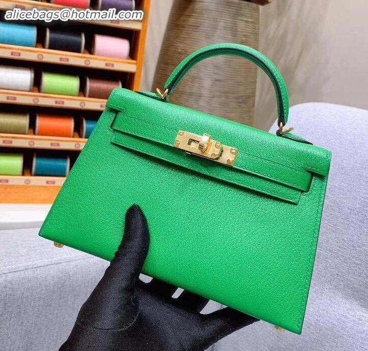 Lower Price Hermes Mini Kelly II Bag in Original Chevre Leather H091413 Bamboo Green