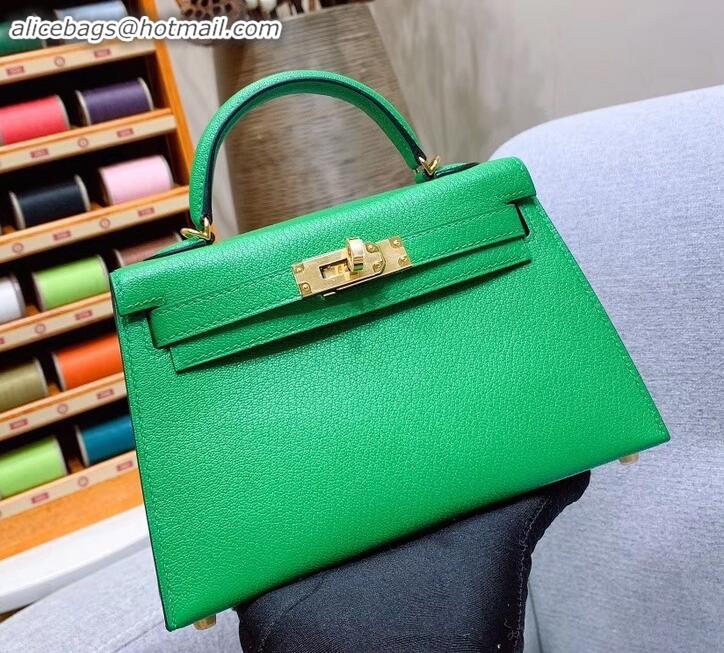 Lower Price Hermes Mini Kelly II Bag in Original Chevre Leather H091413 Bamboo Green