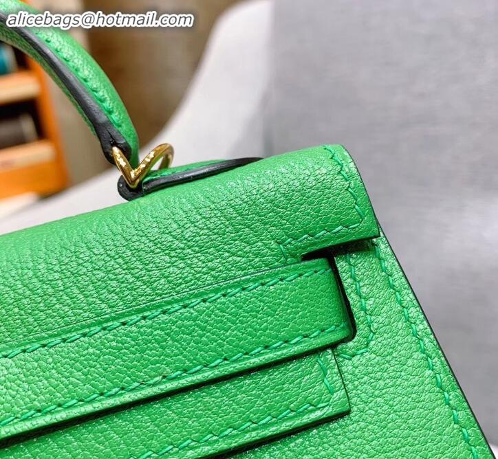 Lower Price Hermes Mini Kelly II Bag in Original Chevre Leather H091413 Bamboo Green