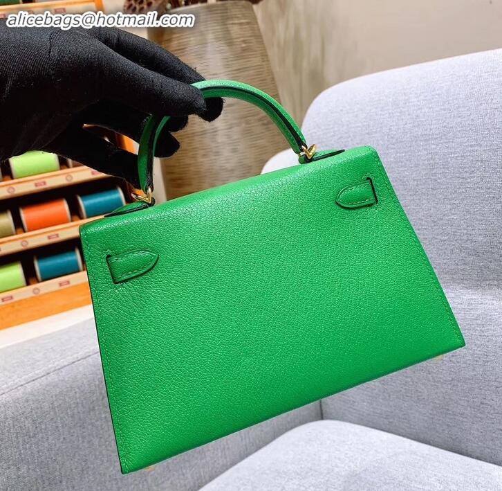 Lower Price Hermes Mini Kelly II Bag in Original Chevre Leather H091413 Bamboo Green