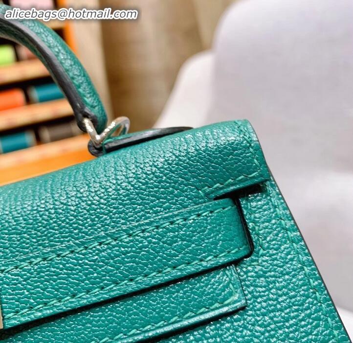 Charming Hermes Mini Kelly II Bag in Original Chevre Leather H091413 Green