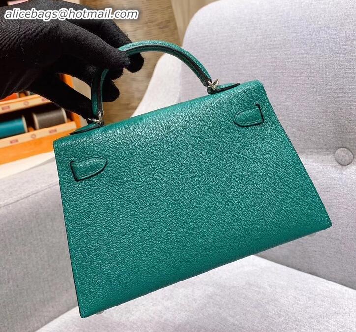 Charming Hermes Mini Kelly II Bag in Original Chevre Leather H091413 Green