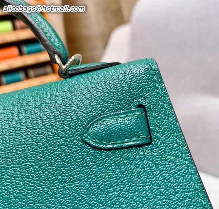 Charming Hermes Mini Kelly II Bag in Original Chevre Leather H091413 Green