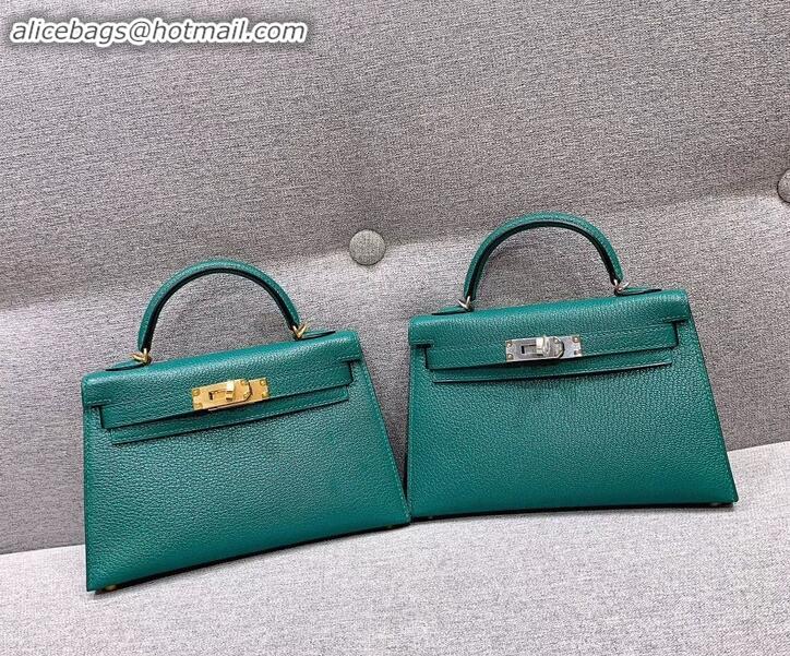 Charming Hermes Mini Kelly II Bag in Original Chevre Leather H091413 Green