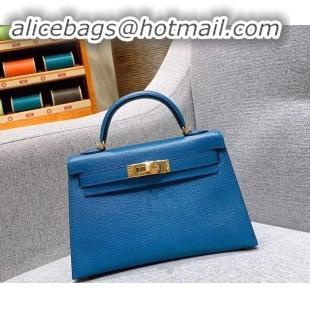 Unique Style Hermes Mini Kelly II Bag in Original Chevre Leather H091413 Denim Blue