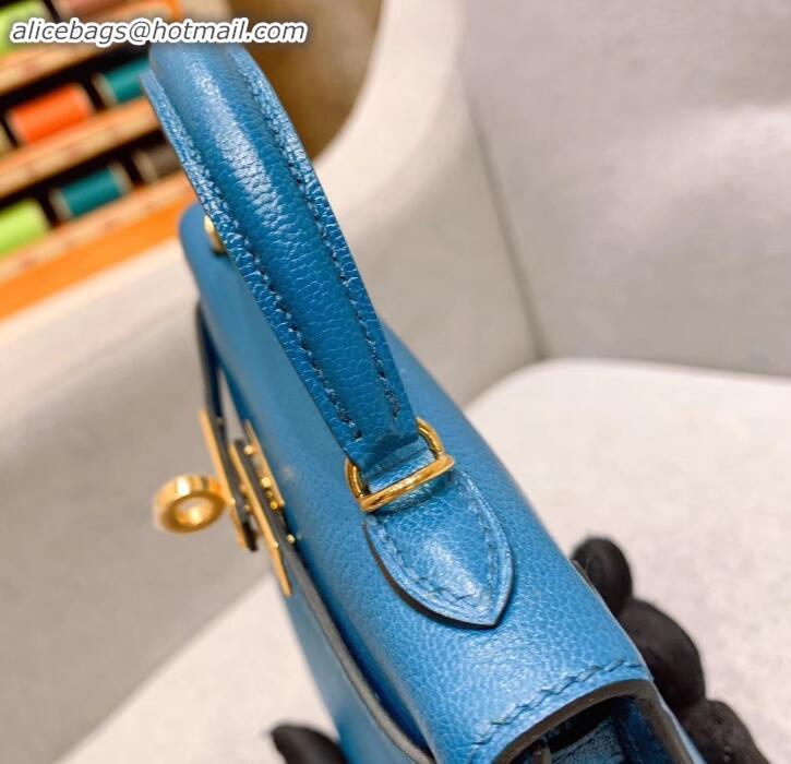 Unique Style Hermes Mini Kelly II Bag in Original Chevre Leather H091413 Denim Blue