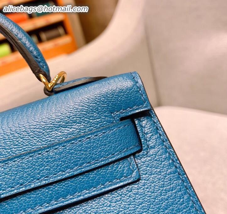 Unique Style Hermes Mini Kelly II Bag in Original Chevre Leather H091413 Denim Blue