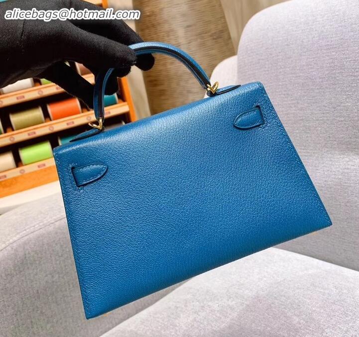 Unique Style Hermes Mini Kelly II Bag in Original Chevre Leather H091413 Denim Blue