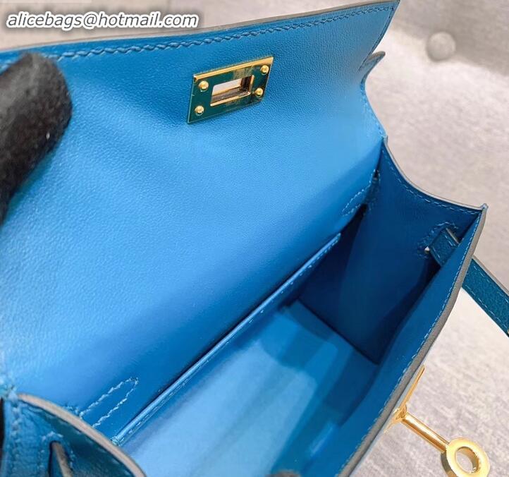 Unique Style Hermes Mini Kelly II Bag in Original Chevre Leather H091413 Denim Blue