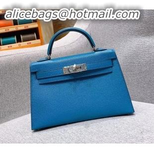 Popular Style Hermes Mini Kelly II Bag in Original Chevre Leather H091413 Light Blue