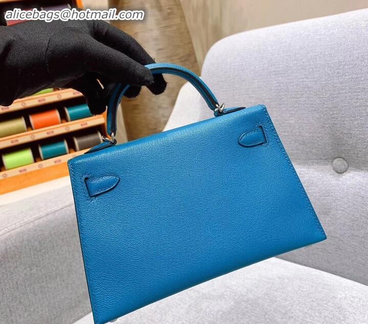 Popular Style Hermes Mini Kelly II Bag in Original Chevre Leather H091413 Light Blue