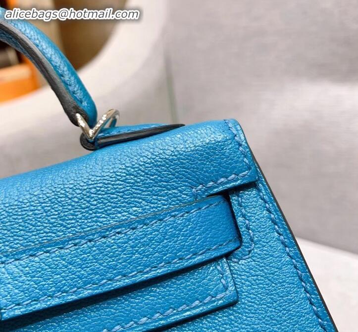 Popular Style Hermes Mini Kelly II Bag in Original Chevre Leather H091413 Light Blue