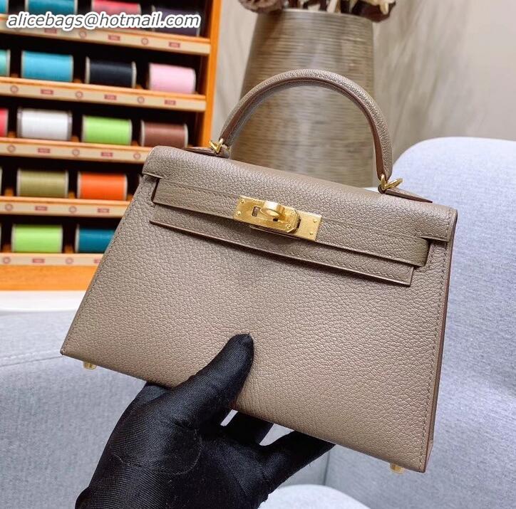 Discount Hermes Mini Kelly II Bag in Original Chevre Leather H091413 Elephant Gray