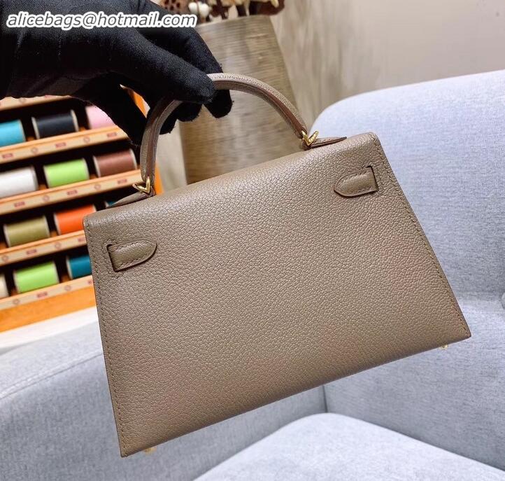 Discount Hermes Mini Kelly II Bag in Original Chevre Leather H091413 Elephant Gray