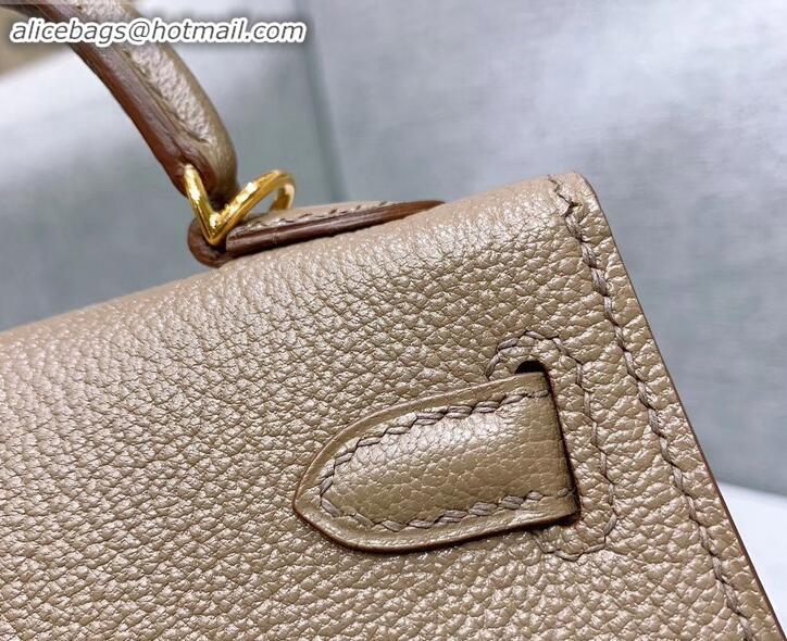 Discount Hermes Mini Kelly II Bag in Original Chevre Leather H091413 Elephant Gray