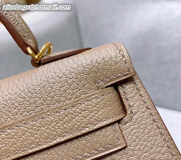 Discount Hermes Mini Kelly II Bag in Original Chevre Leather H091413 Elephant Gray