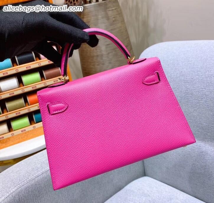 Promotional Hermes Mini Kelly II Bag in Original Epsom Leather H091413 Dark Pink