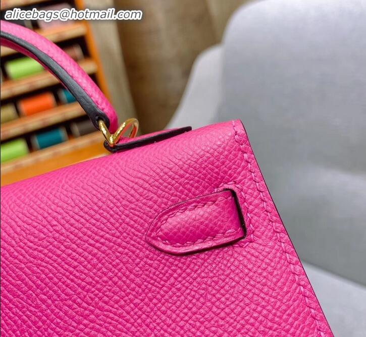 Promotional Hermes Mini Kelly II Bag in Original Epsom Leather H091413 Dark Pink