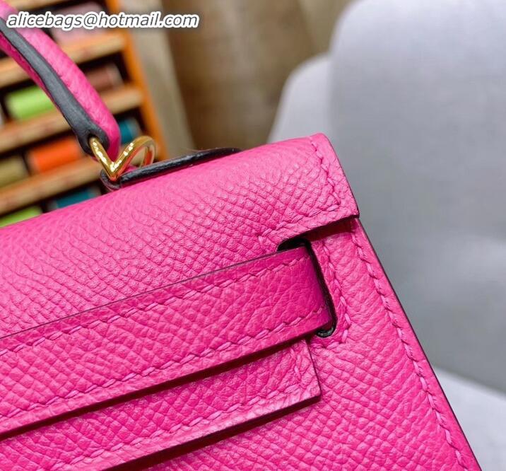 Promotional Hermes Mini Kelly II Bag in Original Epsom Leather H091413 Dark Pink