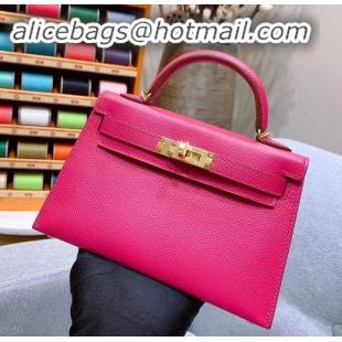 Best Quality Hermes Mini Kelly II Bag in Original Epsom Leather H091413 Fuchsia