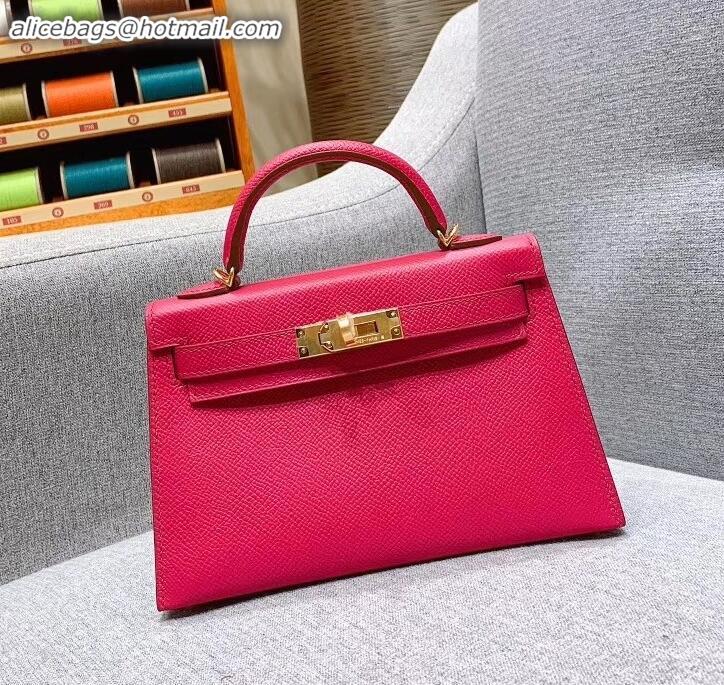 Best Quality Hermes Mini Kelly II Bag in Original Epsom Leather H091413 Fuchsia