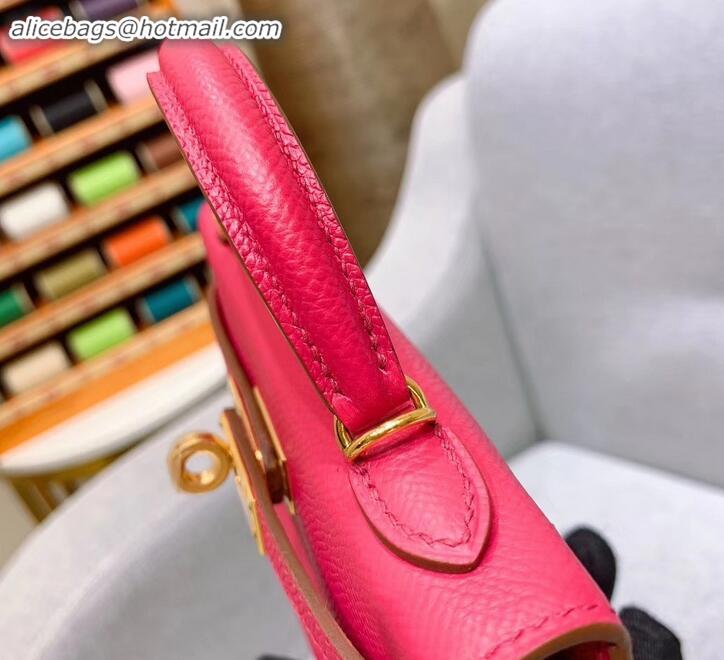 Best Quality Hermes Mini Kelly II Bag in Original Epsom Leather H091413 Fuchsia