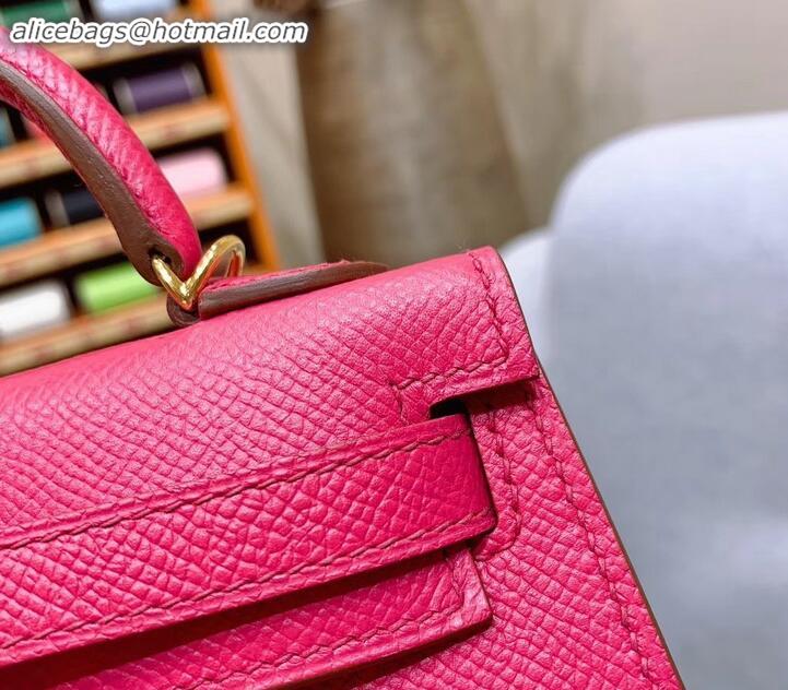 Best Quality Hermes Mini Kelly II Bag in Original Epsom Leather H091413 Fuchsia