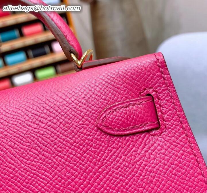 Best Quality Hermes Mini Kelly II Bag in Original Epsom Leather H091413 Fuchsia