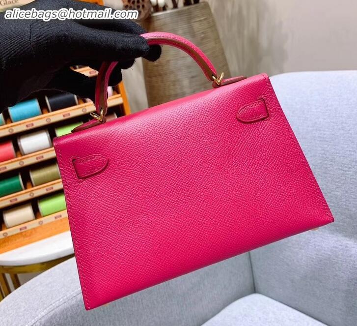 Best Quality Hermes Mini Kelly II Bag in Original Epsom Leather H091413 Fuchsia