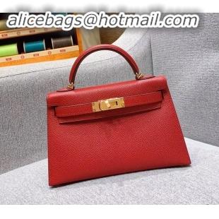 Best Quality Hermes Mini Kelly II Bag in Original Epsom Leather H091413 Red