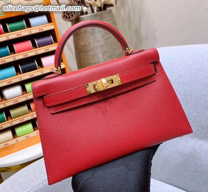 Best Quality Hermes Mini Kelly II Bag in Original Epsom Leather H091413 Red