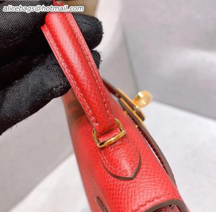 Best Quality Hermes Mini Kelly II Bag in Original Epsom Leather H091413 Red