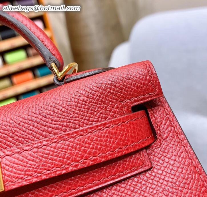 Best Quality Hermes Mini Kelly II Bag in Original Epsom Leather H091413 Red