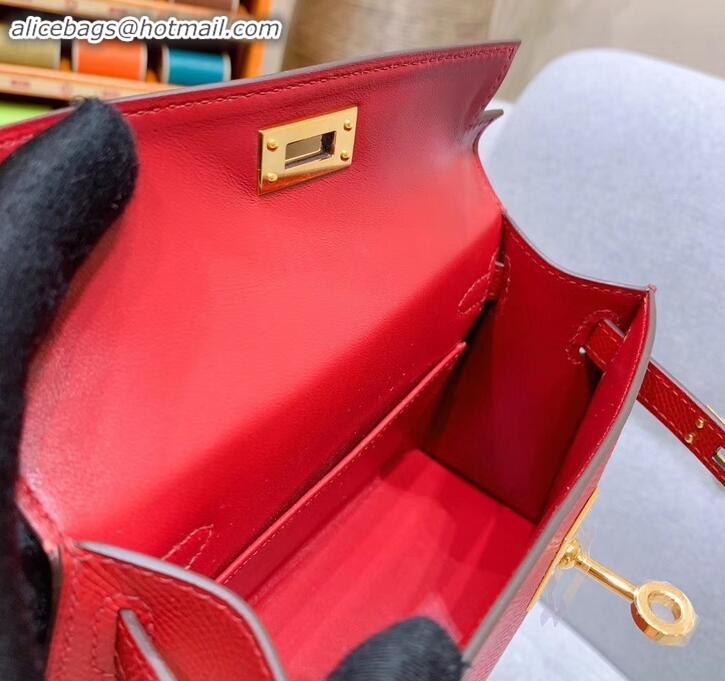 Best Quality Hermes Mini Kelly II Bag in Original Epsom Leather H091413 Red